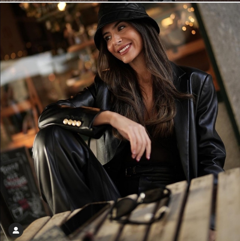 Zara Faux Leather Black Blazer - Picture 8 of 16